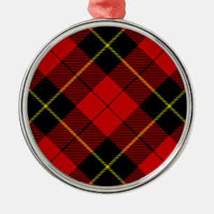 Wallace tartan red black plaid metalen ornament