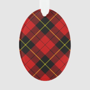 Wallace tartan red black plaid ornament
