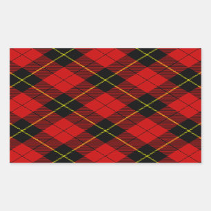 Wallace tartan red black plaid rechthoekige sticker