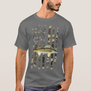 Walleye Camo American Flag fish Walleye T-shirt