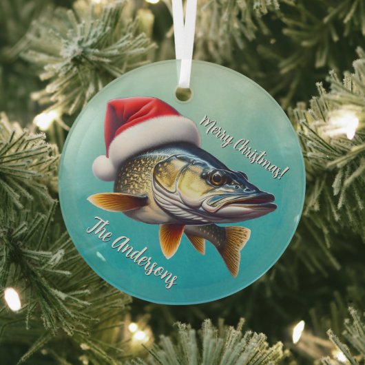 Walleye Draag een kerstmuts Glas Ornament (Insitu)