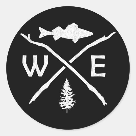 Walleye Fishing Outdoor Compass Fisherman Gift  Ronde Sticker (Voorkant)