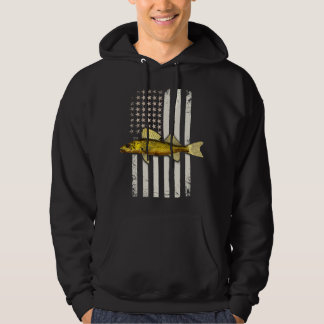 Walleye Fishing Usa American Flag Sauger Angling Hoodie