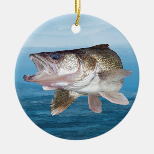 Walleye Gevist Keramisch Ornament (Voorkant)