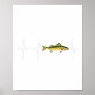 Walleye hartslag voor zoetwatervissen Vist liefde Poster
