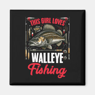 Walleye Hunting Fish Angler Dit meisje houdt van W Magneet