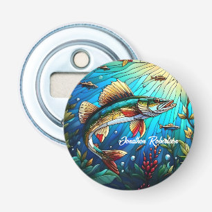 Walleye Pike in het moderne meer Button Flesopener