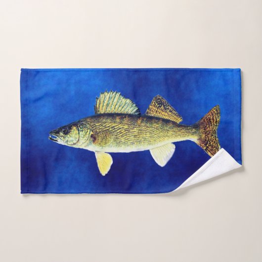 Walleye Pikes on Deep Blue Background Bad Handdoek (Handdoek)