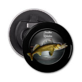 Walleye Pikes on Deep Blue Background Button Flesopener (Voorkant)