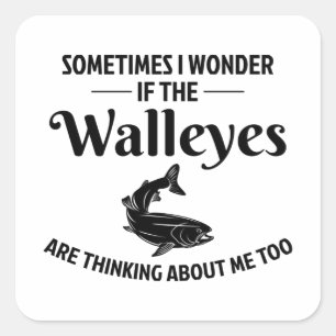 Walleye Vist Fisher Fish Outdoor Hobby Funny Vierkante Sticker