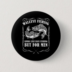 Walleye Vist mannen Funny Vist Ronde Button 5,7 Cm
