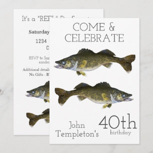 Walleye Vist volwassen Mannen op geboortedag 40th Kaart