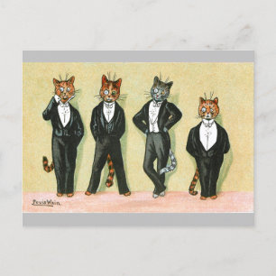 Wallflower Boy Cats door Louis Wain Briefkaart