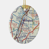 Wallingford CT  kaart Keramisch Ornament (Rechts)