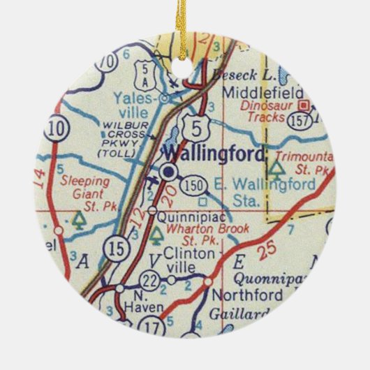 Wallingford CT  kaart Keramisch Ornament (Achterkant)