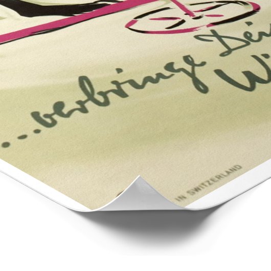 Wallis, Valais, Suisse, Affiche de ski (Coin)