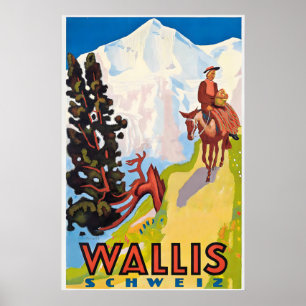 Wallis Valais Zermatt Skiën Zwitserland Zwitserse Poster