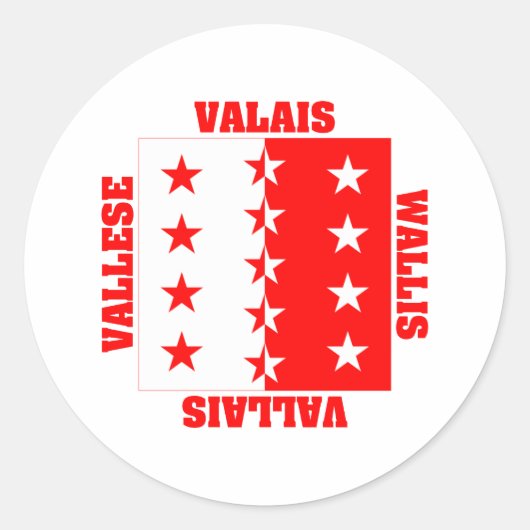Wallis Zwitserland Kanton Vlag Ronde Sticker (Voorkant)