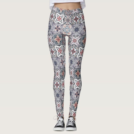 Wallpaper Backsplashes/Talavera geïnspireerde tege Leggings (Voorkant)