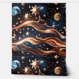 Wallpaper - Bronze Celestial Moon Design Behang