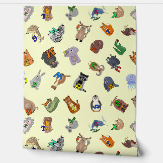 Wallpaper Educational print with a fun animal alph Behang