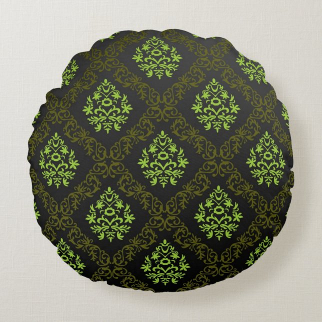 Wallpaper Floral Green Rond Kussen (Voorkant)