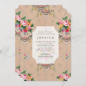 Wallpaper French Floral Pattern Invite Kaart (Voorkant / Achterkant)