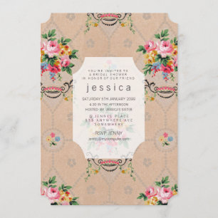 Wallpaper French Floral Pattern Invite Kaart