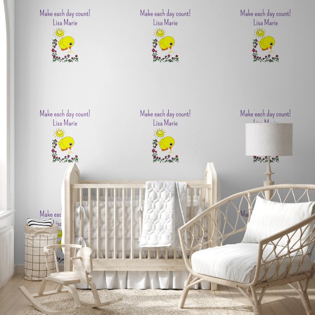 Wallpaper Happy Yellow Chicks Floral Behang (Kinderen)