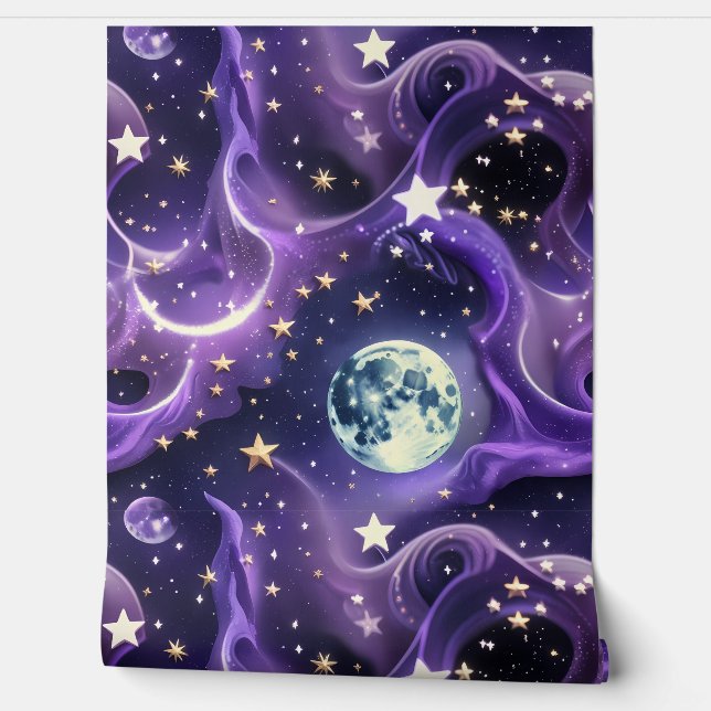 Wallpaper - Lavender Purple Celestial Moon Behang (Afrollen)