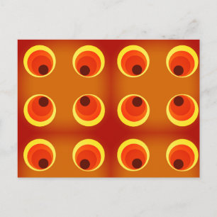 wallpaper retro oranje , rood 1970 briefkaart