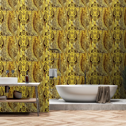 Wallpaper - Saffron Swirl & Midnight Whispers Behang (Badkamer)