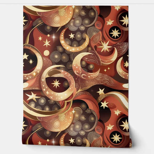 Wallpaper - Terracotta Celestial Moon Design Behang (Afrollen)