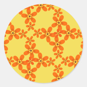 wallpapier retro oranje 1970 ronde sticker