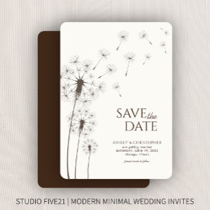 Walnut Bruin Paardebloem Bruiloft Save the Date Ka