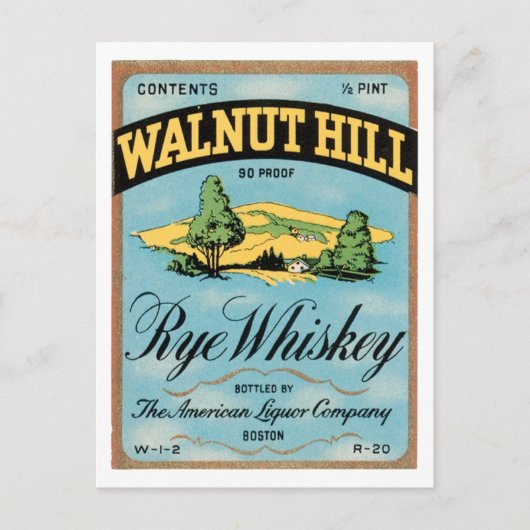 Walnut Hill Rye Whiskey Briefkaart (Voorkant)