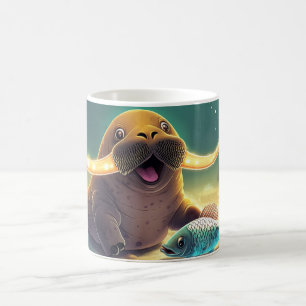Walrus Cartoon Stijl Levendig Schattig Kleurrijk Koffiemok