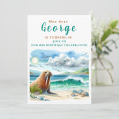 Walrus d'été - Carte d'invitation d'anniversaire (Debout devant)