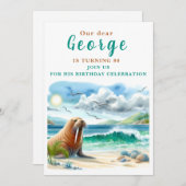 Walrus d'été - Carte d'invitation d'anniversaire (Devant / Derrière)