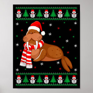 Walrus Dier Matchende Familie Lelijke Kerst T-Shir Poster