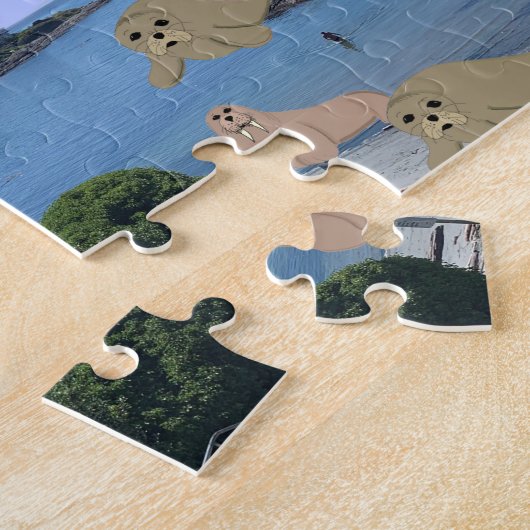 Walrus en Zee Lion Ocean Jigzaag Puzzle Legpuzzel (Zijkant)