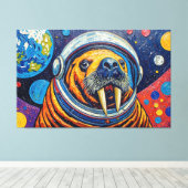 WALRUS IN DE RUIMTE-2 CANVAS AFDRUK (Insitu (Houten vloer))