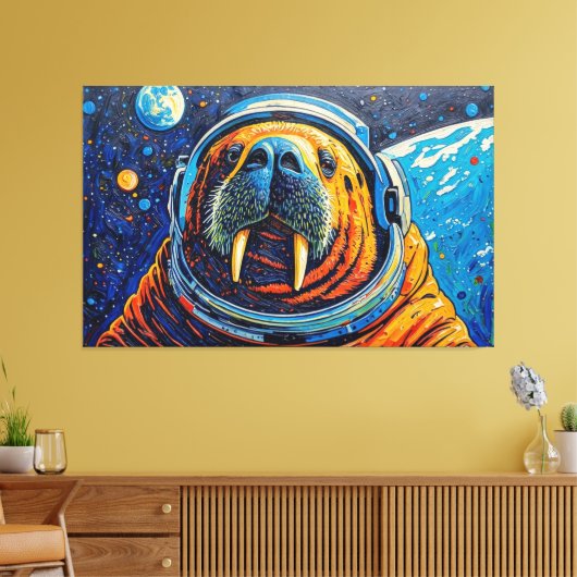 WALRUS IN SPACE-3 CANVAS AFDRUK (Insitu (Woonkamer))