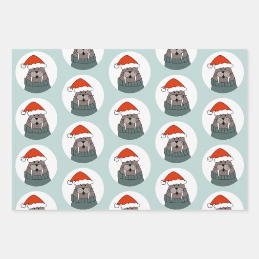 Walrus Kerstmis Inpakpapier Vel (Voorkant)