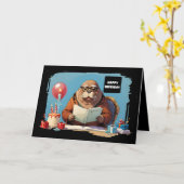 Walrus leest boek kaart (Gele Bloem)