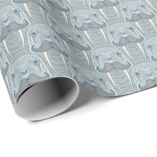 Walrus Mustache Pattern Cadeaupapier (Rol Hoek)