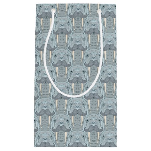 Walrus Mustache Pattern Klein Cadeauzakje (Voorkant)