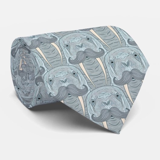 Walrus Mustache Pattern Stropdas (Opgerold)