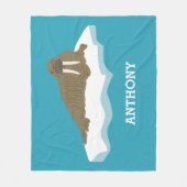 Walrus op een Iceberg Illustration Personalized Fleece Deken (Voorkant)