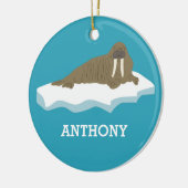Walrus op een Iceberg Illustration Personalized Keramisch Ornament (Links)
